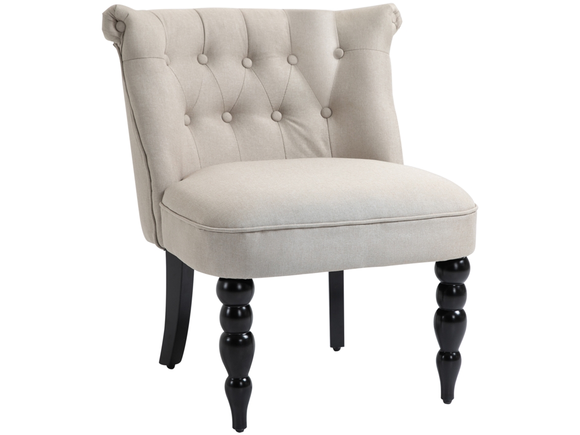 Poltrona Vintage Bege/preta 67x67x78cm, Linho. Cs