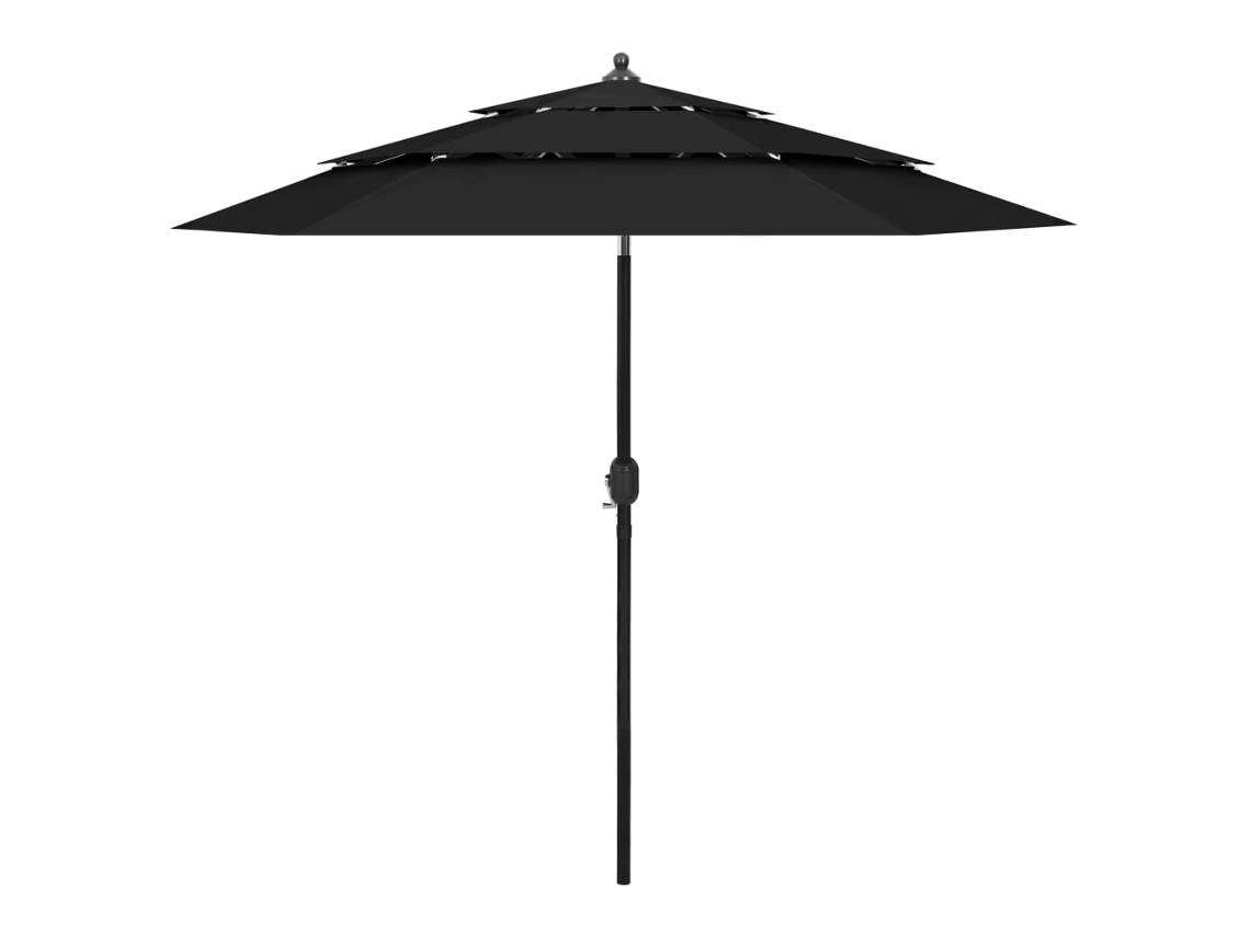 Vidaxl Guarda-sol De Jardim 3 Camadas C/ Poste De Alumínio 2,5 M Preto
