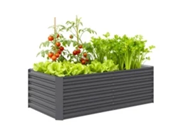 Grande Vaso Retangular de Aço Galvanizado para Terraço com Base Aberta 180x90x57,5 Cm Cinza Ge