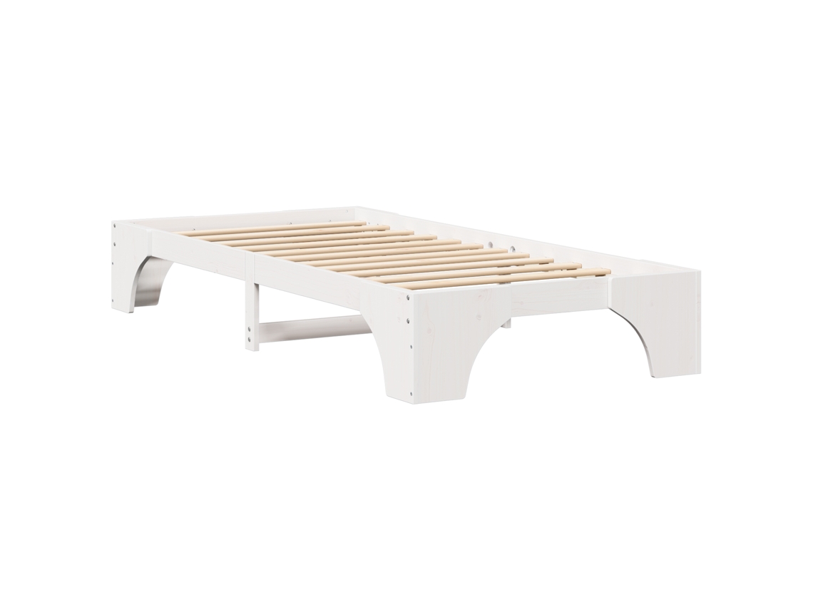 Conjunto 1 Estrutura Da Cama Vidaxl Branco Madeira De Pinho Maciça (80 X 200 Cm)
