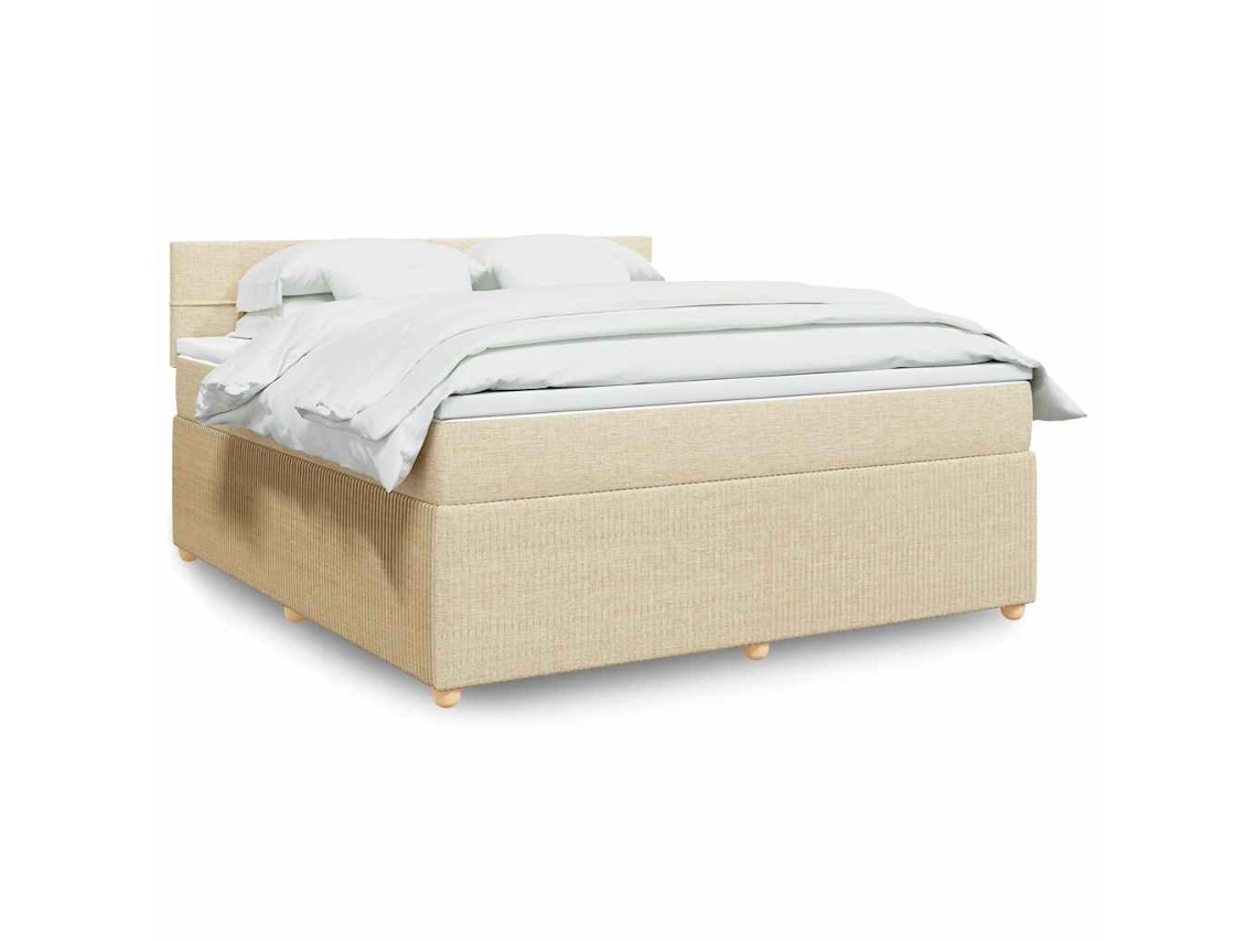 Vidaxl Cama Com Molas/colchão 180x200 Cm Tecido Cor Creme