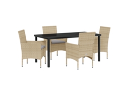 Conjunto 5 De Jantar Para O Jardim Com Almofadas Vidaxl Polirattan Bege