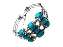 Pulseira Elegante Turquesa Feminina Multicolorida Com Decoração Feita À Mão, Bracelete De Metal Leve De 19 Cm . Nostalgia88 (7,5 Polegadas)