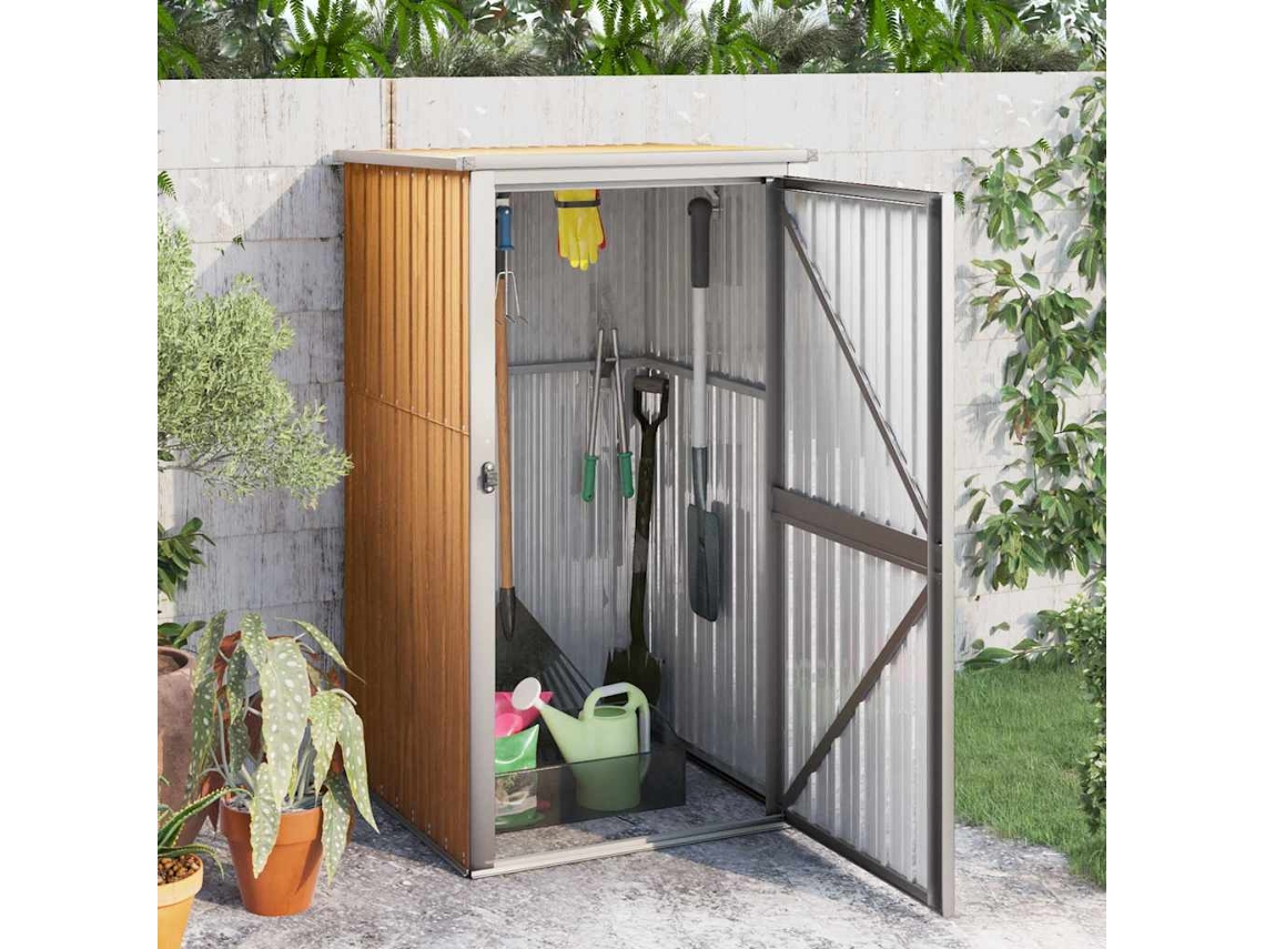 Vidaxl Abrigo P/ Ferramentas Jardim Aço Galvanizado Castanho
