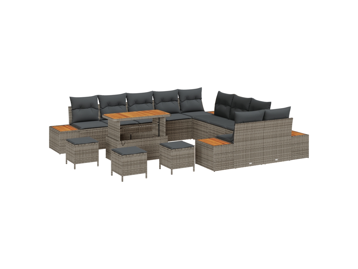 Conjunto 14 Sofá De Jardim Vidaxl Cinzento Vime Pe (110 X 55 X 71 Cm)
