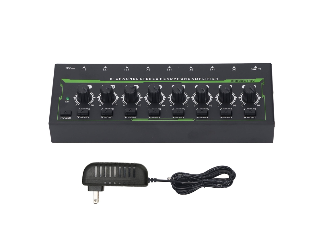 Amplificador De Fones De Ouvido 8 Canais Portátil Com Controle Independente E Luz Rgb Us Plug 100-240v