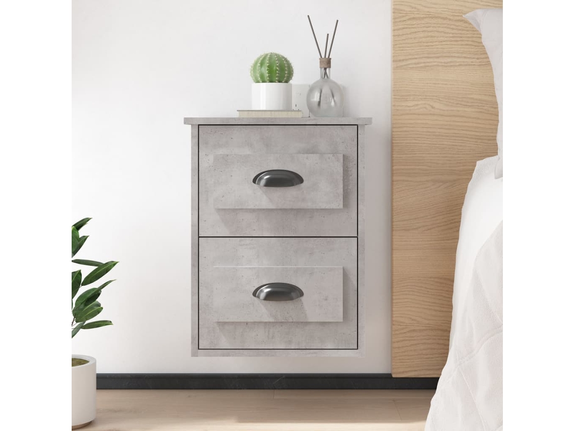 Vidaxl Mesa De Cabeceira De Parede 41,5x36x53 Cm Cinzento Cimento