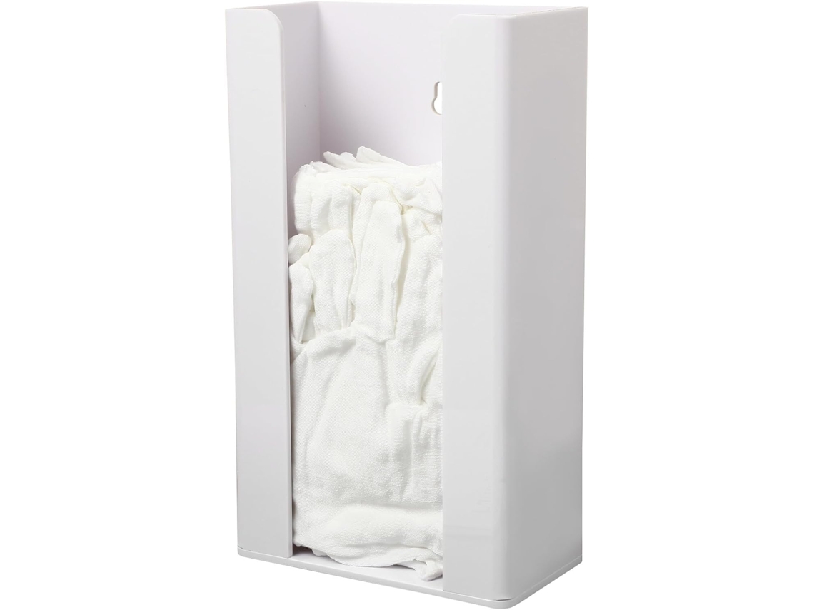 Dispensador De Luvas Descartáveis Em Acrílico Branco Com Tampa Transparente E Caixa De Armazenamento.