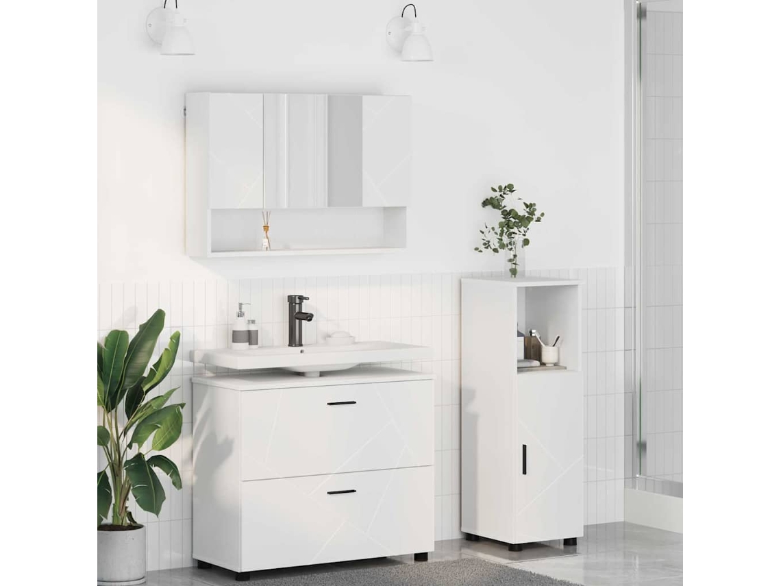 Vidaxl Conjunto De Móveis Para Banheiro Com Gaveta 3 Pcs Branco