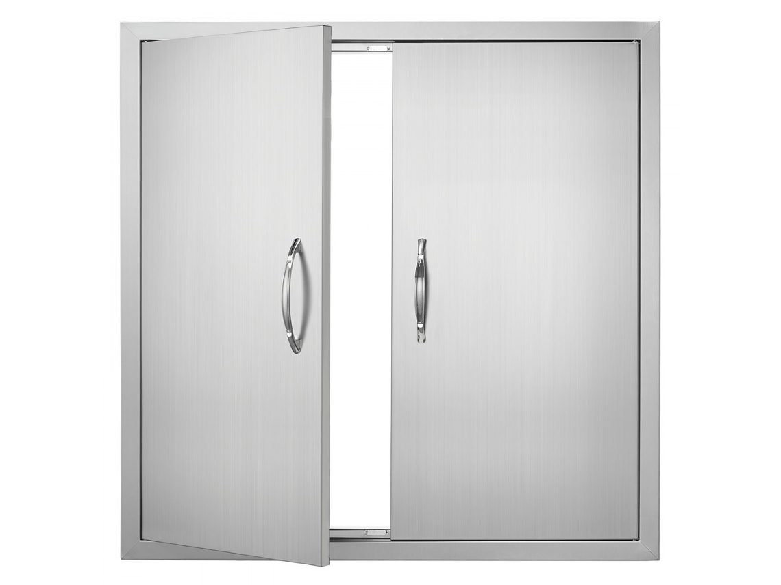 Porta Dupla Em Inox Para Exteriores 790x790 Mm Com Fecho Magnético Tekmaquinas
