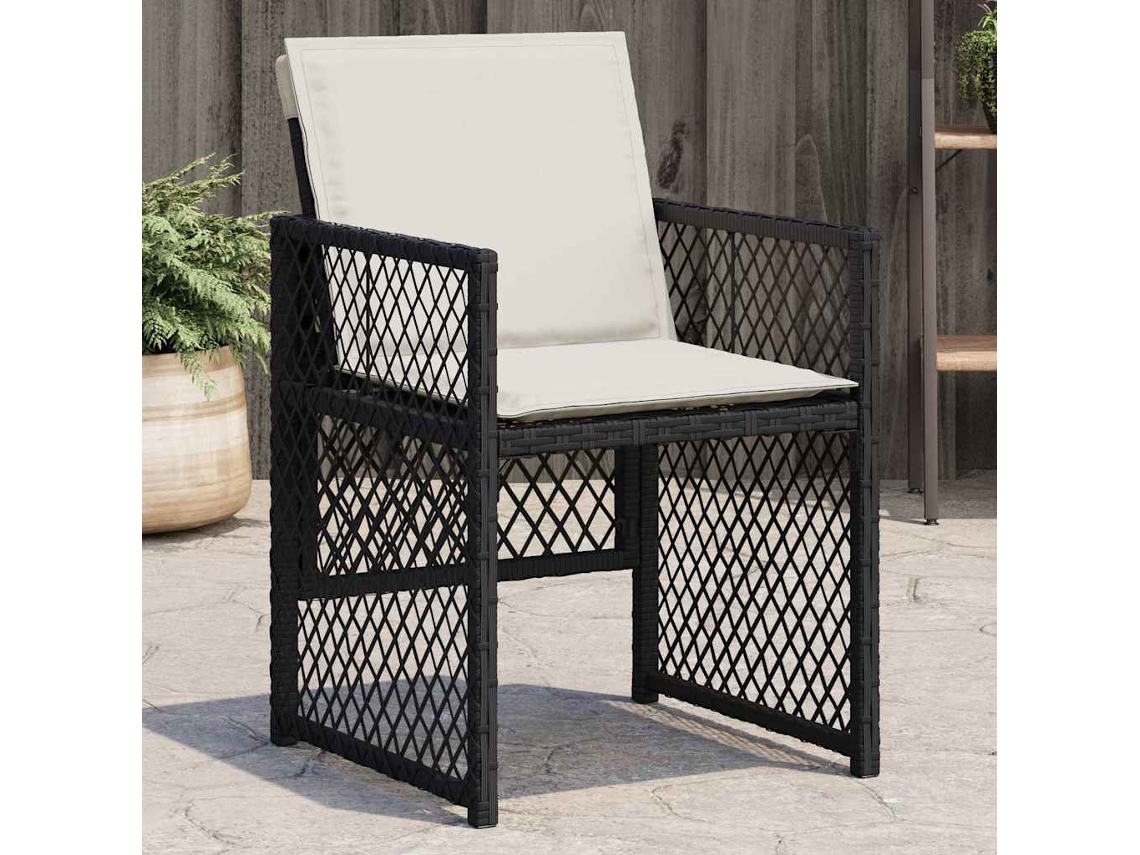 Vidaxl Cadeiras De Jardim Com Almofadões 4 Pcs Vime Pe Preto