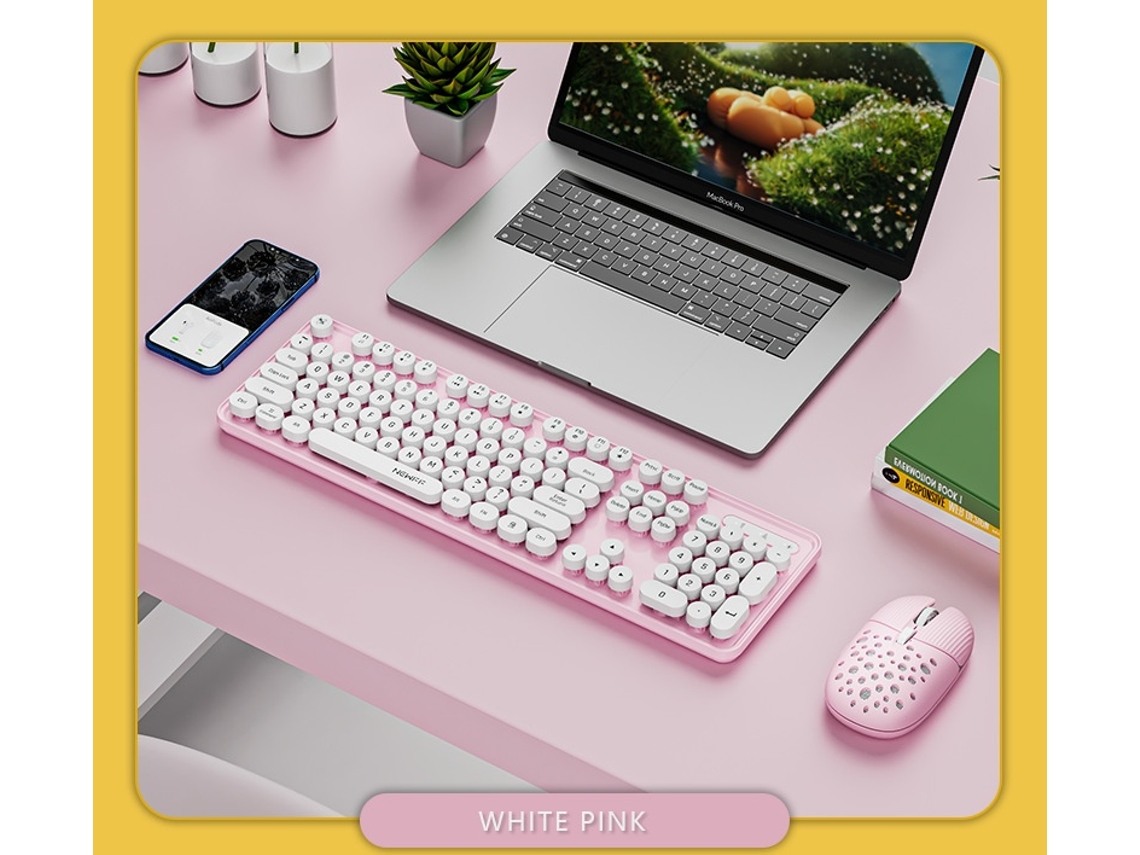Lurelia Teclado E Mouse Para Jogos Retro Punk 2.4g Sem Fio Usb