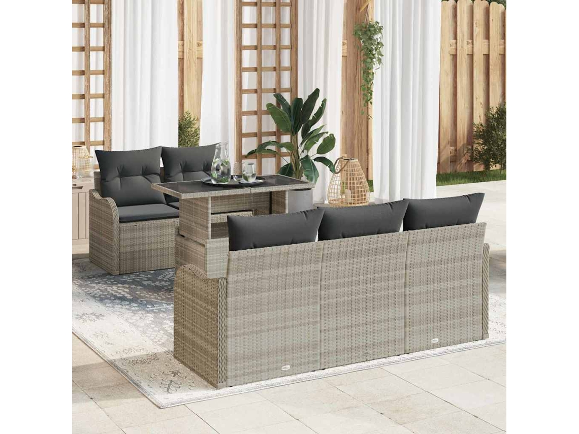 Vidaxl Conjunto De Sofá De Jardim 6 Unid. Cinzento-claro