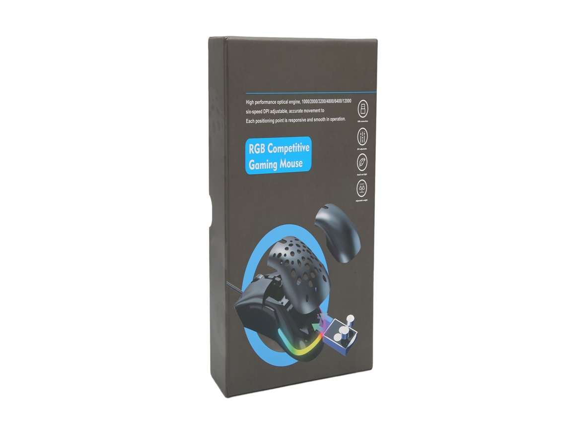 Mouse Gamer Rgb Com Shell De Fechadura De Mel 12000 Dpi Sensor Óptico Fio 7 Botões Programáveis
