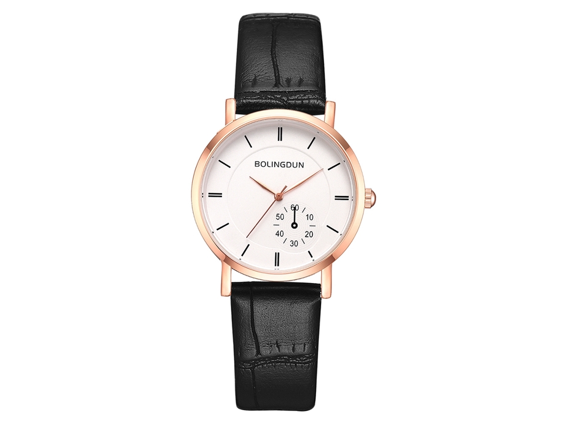 Relógio de Pulso de Quartzo de Moda Leisure com Quadro Dourado Rosa e Mostrador Branco Pequeno