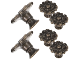 Conjunto De 6 Puxadores Gaveta Em Liga Zinco Com Design Floral Esculpido, Estilo Vintage, Ideais Para Gavetas De Cozinha