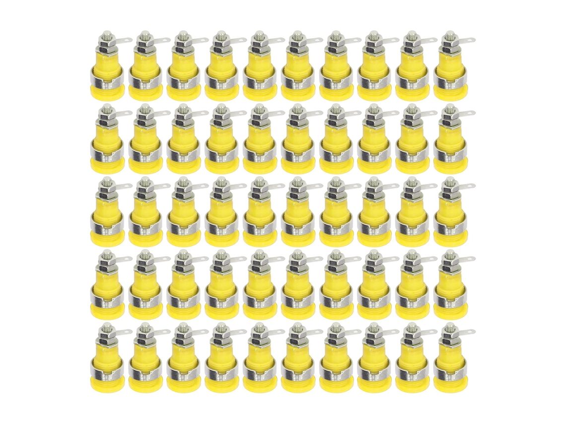 Conjunto de 50 Tomadas Banana 4mm Latão Galvanizado a Níquel Abs Acessório de Teste Elétrico Durável
