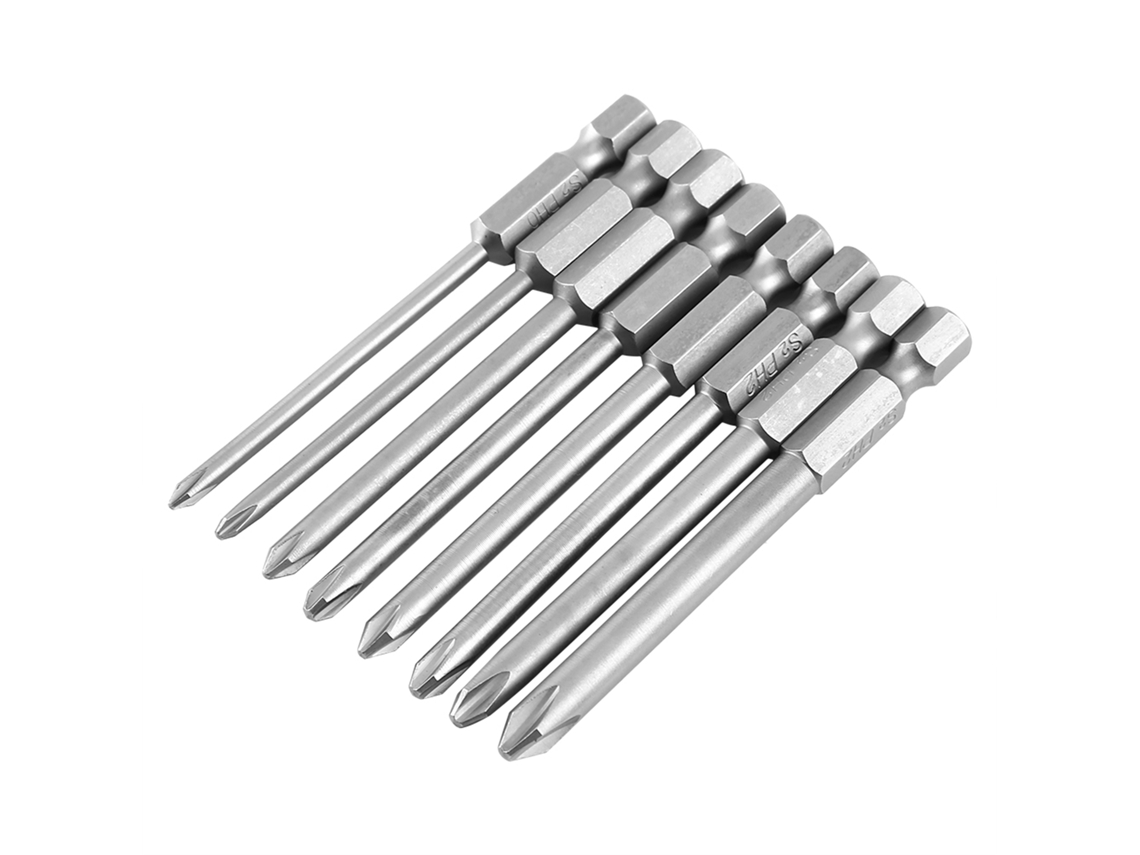 Conjunto De 8 Bits De Parafusadeira Magnéticos Hex Cross Head Com 75mm E 1/4" Shank