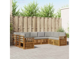 Vidaxl Conjunto De Sofá Sectional 9 Pcs Cinza Natural E Claro