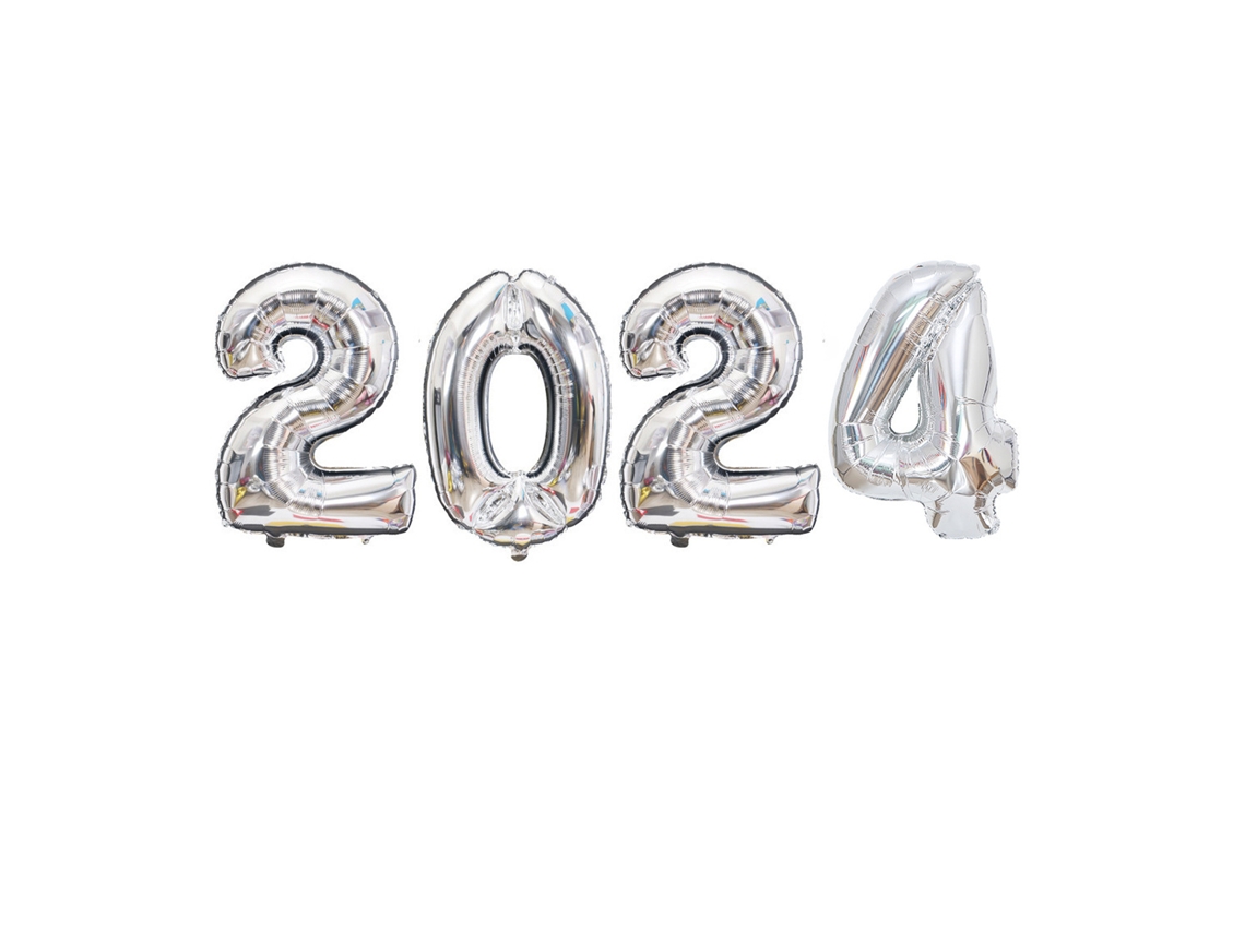 Balões de Alumínio Ano Novo 2024 Banner Decorativo para Festa, LAXISCREED