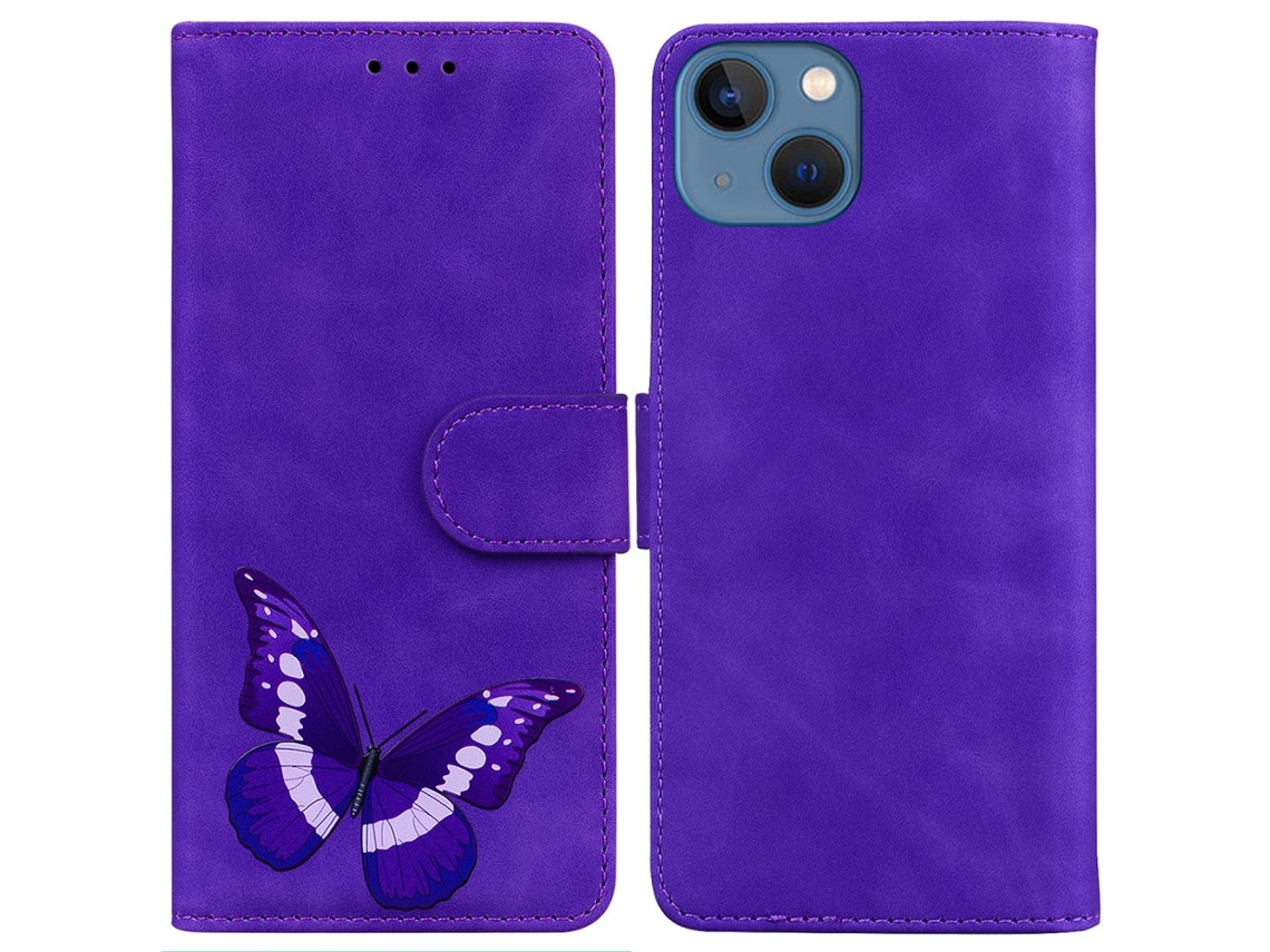 Capa Para Iphone 15 Plus Pele Sintética Anti-riscos Roxo