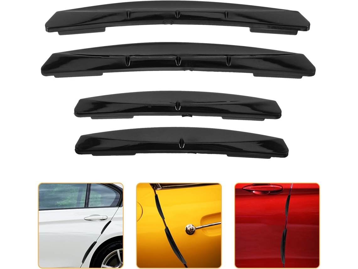 4 Tiras De Proteção De Silicone Pretas Para Bordas De Portas De Carro