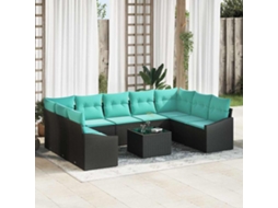 Vidaxl Conjunto De Sofás 10 Unid. Preto Vime Pe