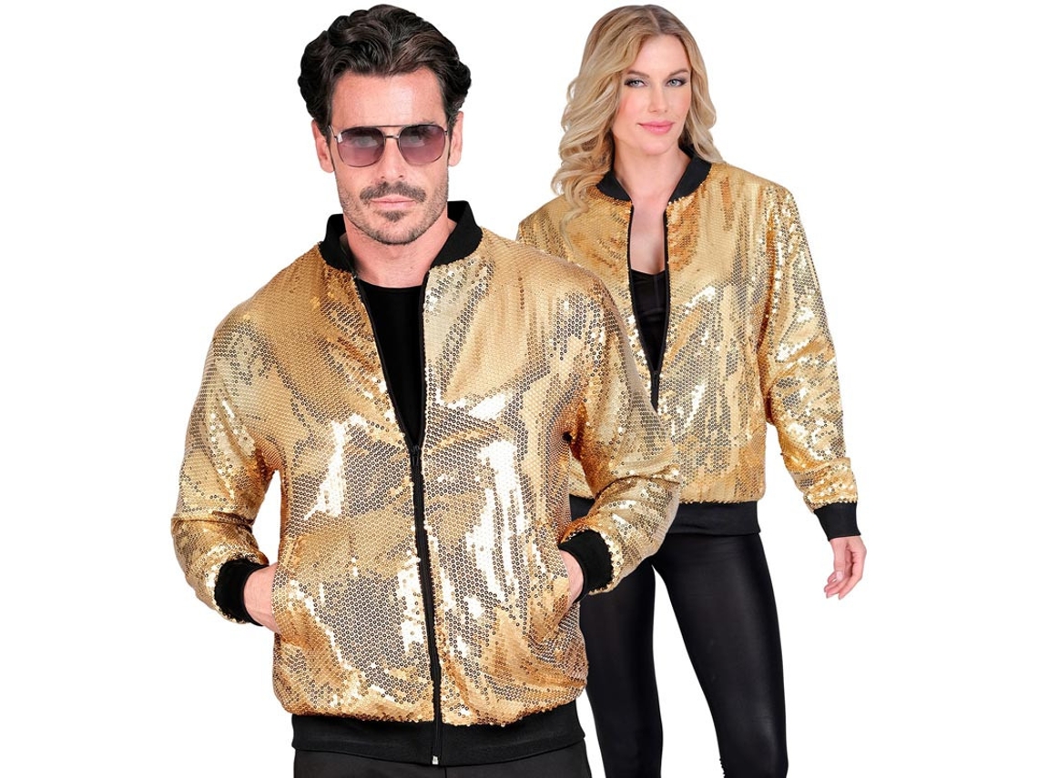 Jaqueta bomber Gold Fiesta com lantejoulas para adulto