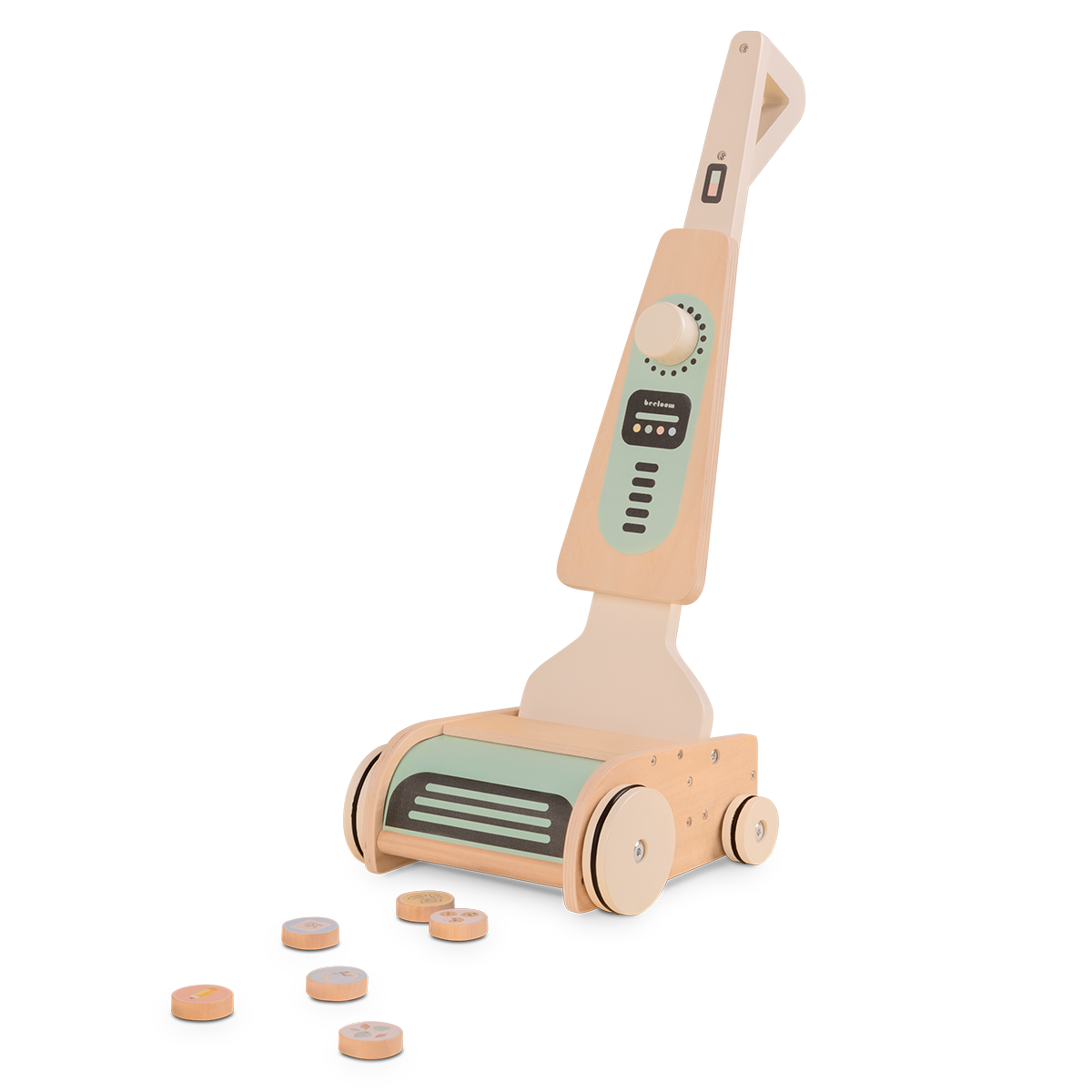 Aspiraloom Aspirador De Madeira De Brinquedo Com Acessórios Magnéticos Incluídos Beeloom