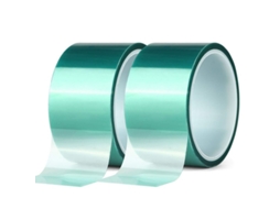 2 Rolos De Fita Masking Pet Verde Poliéster Resistente Ao Calor 50mm X 33m Para Pintura E Anodização