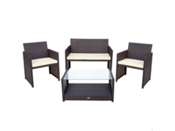Poltrona + Mesa AKTIVE (Preto - Aço, Rattan, Vidro, Poliester - 10.8x59x76 cm)