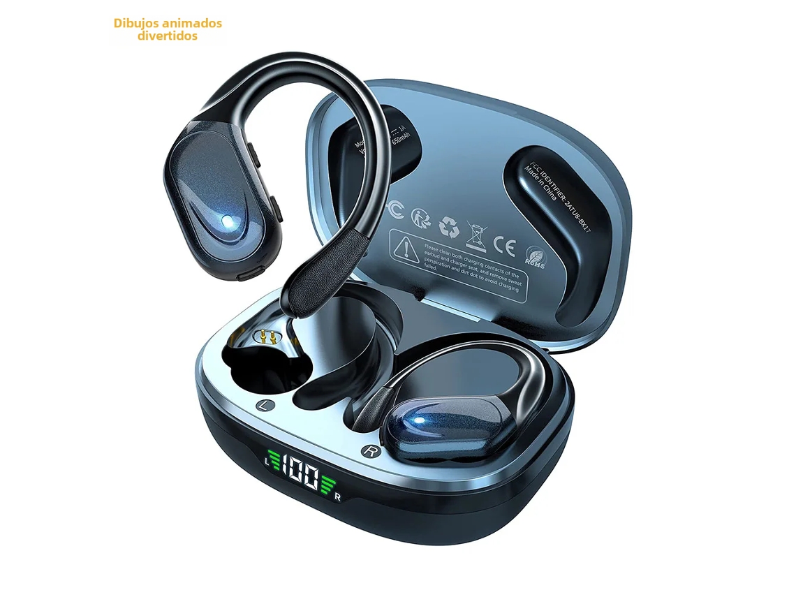 Fones de Ouvido Sem Fio para Corrida, Bateria com Duração de 75 Horas, Design À Prova D'água com Gancho para Orelha e Microfone. MDUG