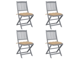 Folding Chair, Folding Chairs Vidaxl Bege Madeira De Acácia (n/a)