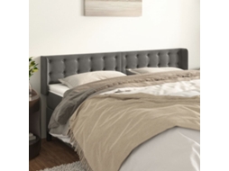 Cabecero con Alas de Terciopelo 203x16x78/88cm Gris Oscuro