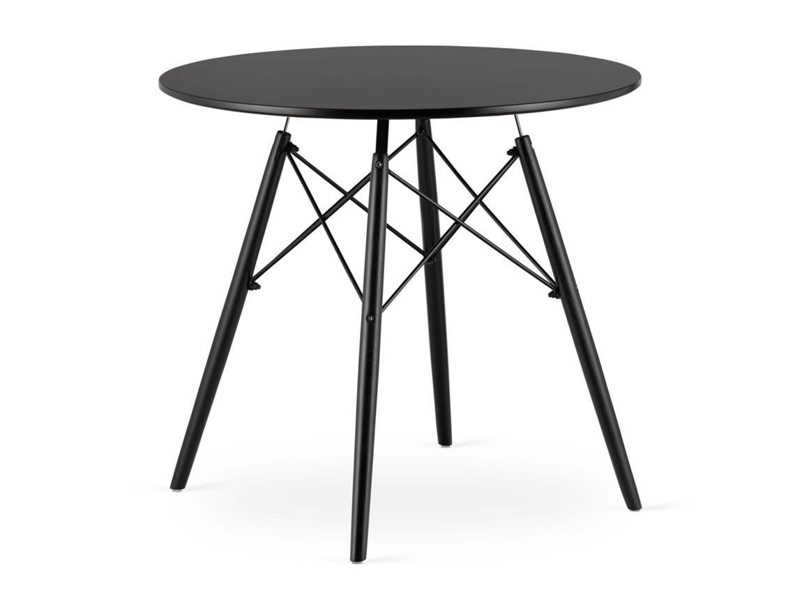 Mesa Redonda Todi 80cm Preta / Pés Pretos Leobert