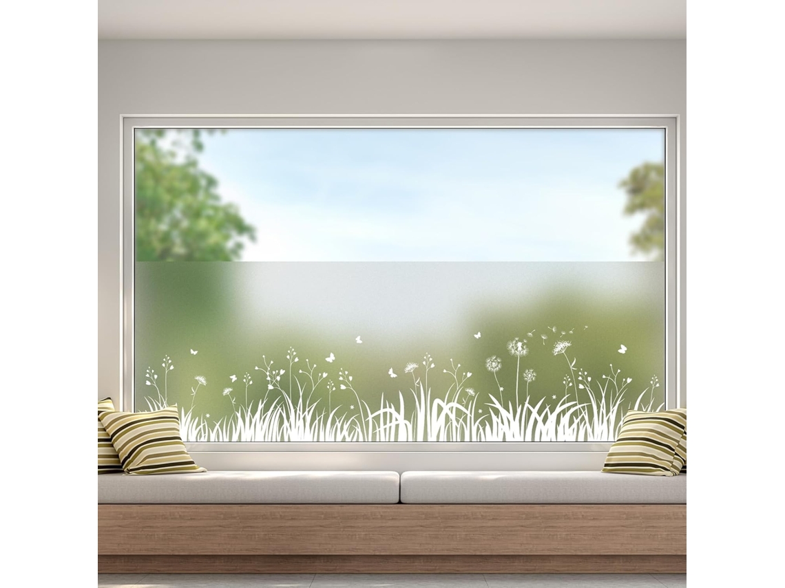 Película Para Janela 45x200cm Com Estampa De Dente, De, Leão, Privacidade, Aderência Estática, Proteção Solar, Revestimento Decorativo Para Janelas