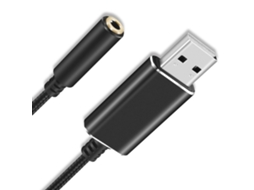 Adaptador De Áudio Usb, Placa De Som Estéreo Externa Com Entradas Fone Ouvido E Microfone 3,5 Mm, Preto, Pequeno, 6 Pinos