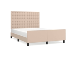 Estrutura de Cama com Cabeceira 140x200 Cm Couro Artificial Cappuccino MAISON EXCLUSIVE