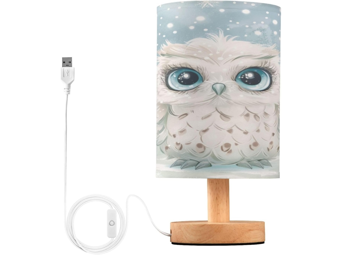 Luminária De Mesa Inverno Mnsruu Para Quarto, Sala De Estar, Coruja Das Neves, Luminárias De Cabeceira Inverno Com