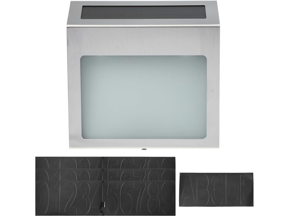Luminária solar Toddmomy com número residencial, placa de alinhamento em acrílico e aço inoxidável, 1200mAh, iluminação.