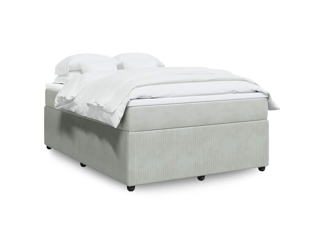 Vidaxl Cama Com Molas/colchão 160x200 Cm Veludo Cinzento-claro