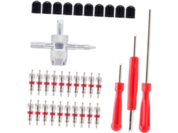 Kit De Reparo De Pneus Com 34 Peças E Ferramenta Extratora De Núcleo De Cabeça Dupla