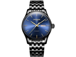 Lurelia Relógio Mecânico Masculino, Automático, Data/calendário, Aço Inoxidável, Resistente À Água 30m, Preto E Azul