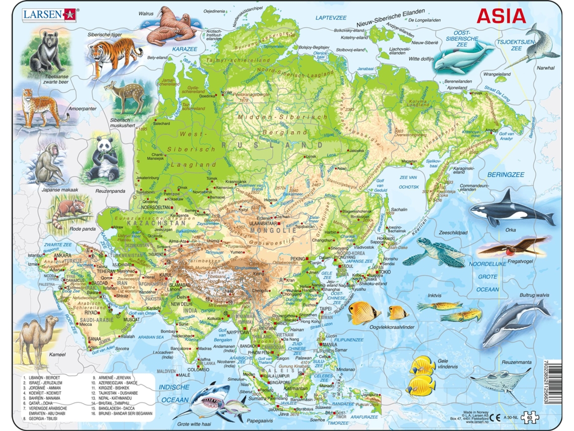 Puzzle LARSEN Maxi La-A30-Nl 63 Peças Mapas
