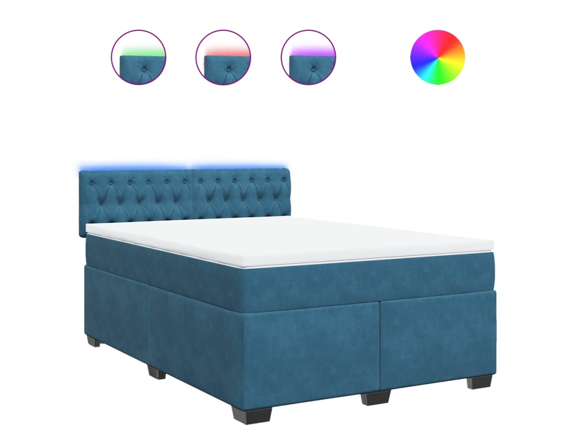 Box Spring Bed, Box Spring Beds Vidaxl Azul Veludo (140 X 200 Cm)