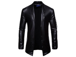 JAQUETA de Couro Falso Fasst para Homem, Manga Longa, Slim Fit, Casual | S/MARCA