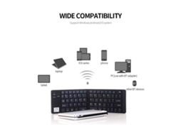 Teclado Sem Fio Bt Mini Dobrável Com 66 Teclas Gk228 Com Suporte Para Telefone/tablet/notebook Prata