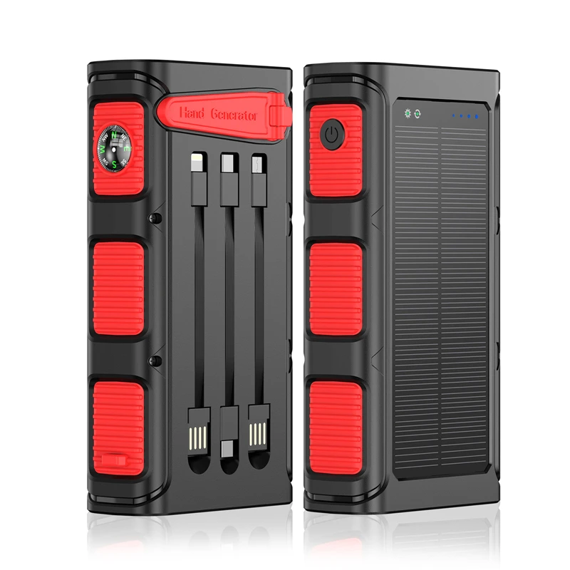Carregador Solar 61200mah, À Prova D'água, Manivela, MDUG Preto PONTOCASA
