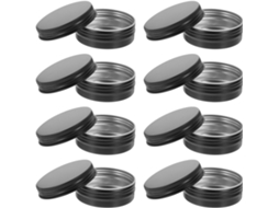 Conjunto De 8 Recipientes Alumínio Preto Para Chá E Alimentos Secos, 60g, 68mm X 25mm, Portáteis Para Armário De Cozinha