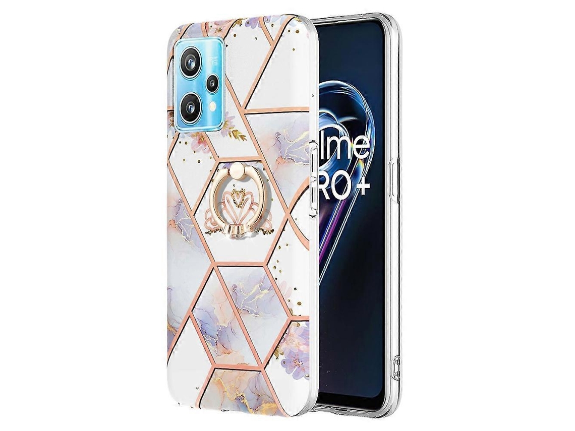Capa Com Suporte De Anel De Tpu Com Estampa De Flor De Mármore Para Oppo Realme 9 Pro 5g